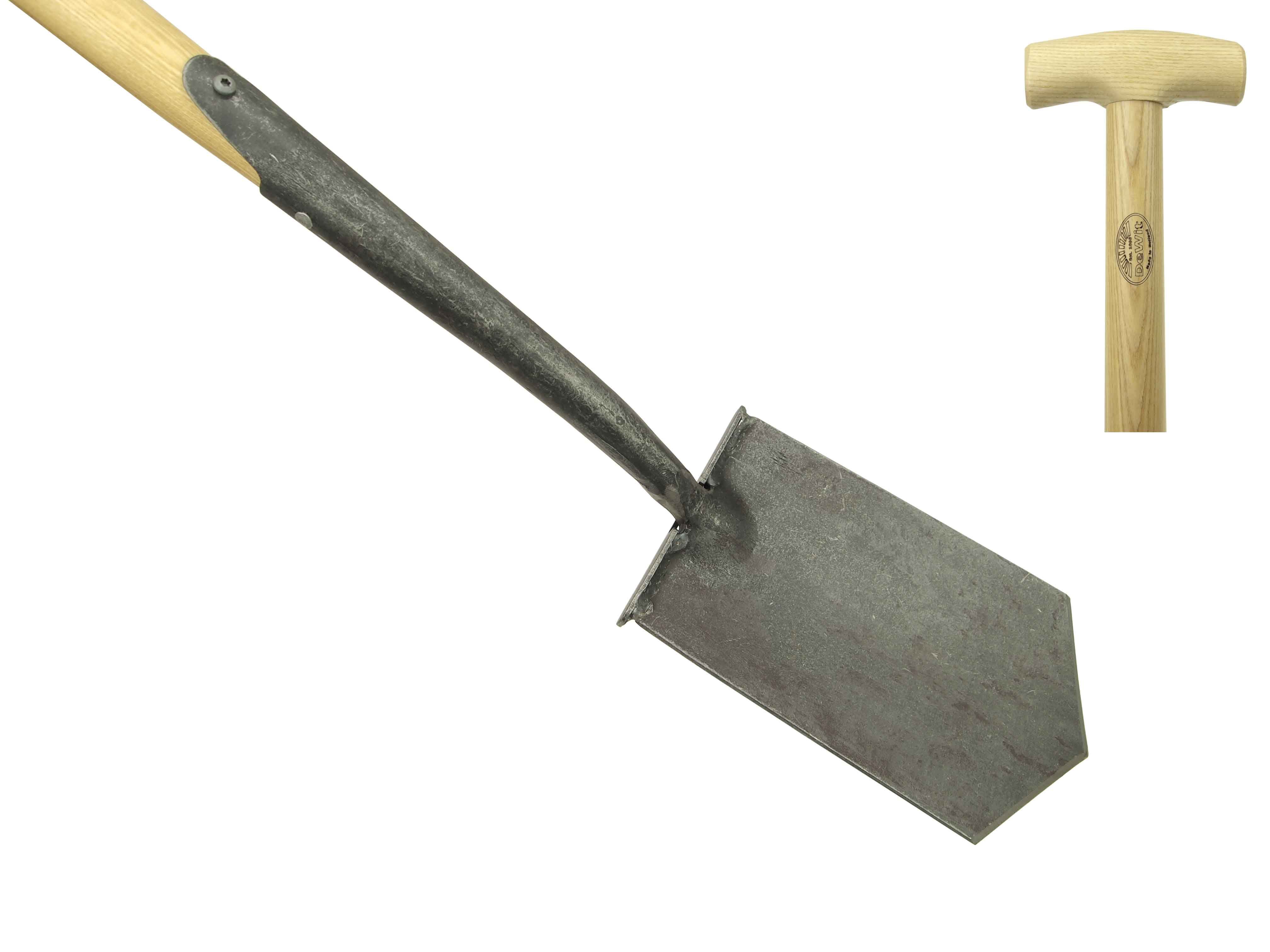Forged pointed spade with shoesteps and 75cm T-handle
